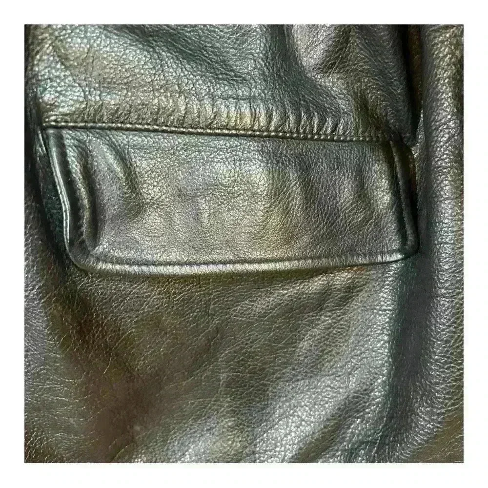 J. Crew Vintage 90s Black Pebbled Leather Men’s Full Zip Lined Bomber Jacket XL